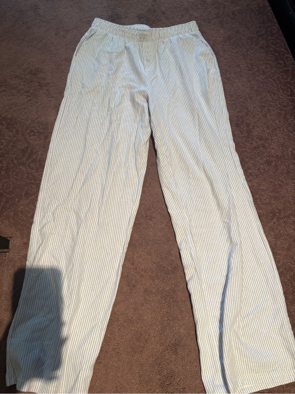 Women’s Light Blue & White Stripe Lounge Pants - Unbranded